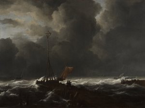 Mare agitato a un molo da Jacob van Ruisdael